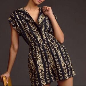 Anthropologie Tiny Ella Romper Blue Motif Size M